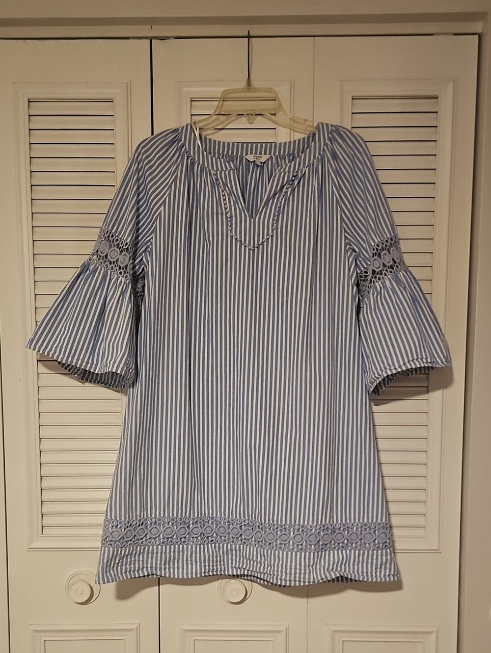 crown & ivy Blue and White Striped Blouse